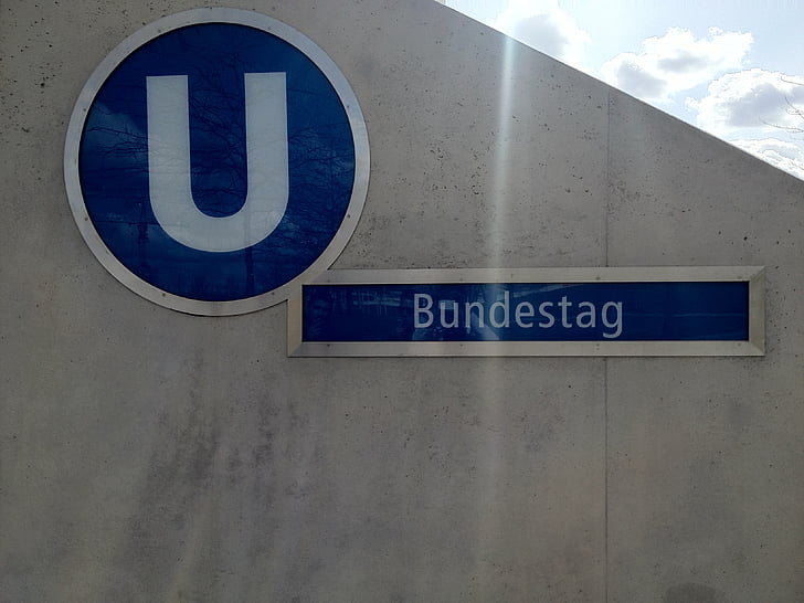 Berlim, Trem, escudo, u, metrô, Estação Ferroviária, Bundestag