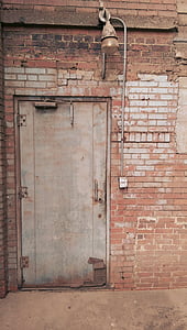 vrata, tovarne, opeke, vrata, stari, industrijske, strašljivo