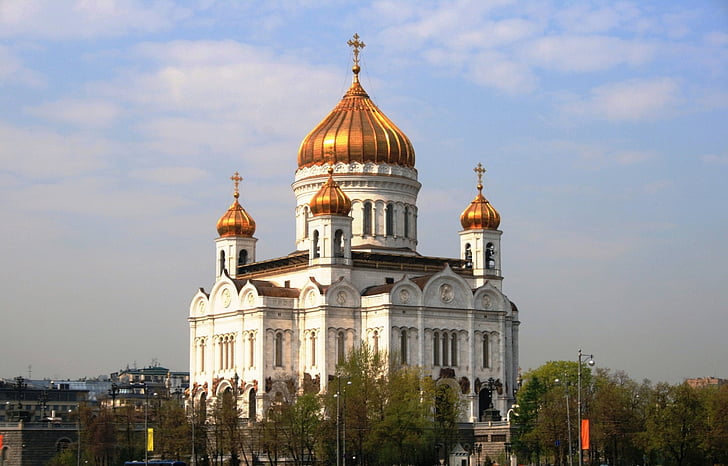 Църква, сграда, религия, Руската православна, архитектура, бяло, висок
