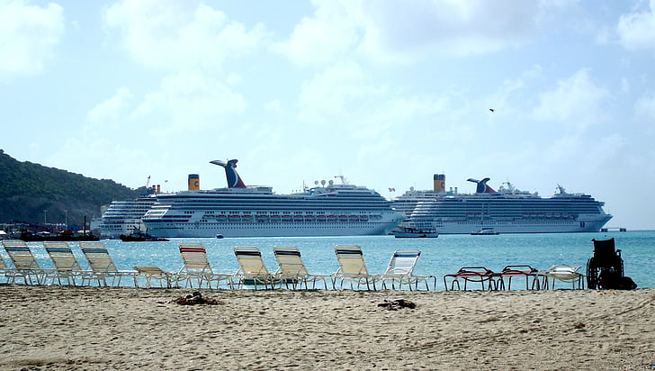Caraïben, St maarten, zee, strand, Cruise, schip, Cruises