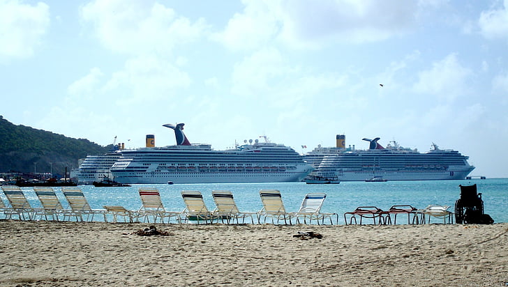 Karibien, Sint maarten, havet, stranden, kryssning, fartyg, kryssningar