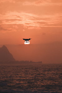sea, ocean, water, wave, nature, drone, sunset