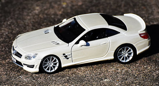 Mercedes benz, Model samochodu, samochód sportowy, biały, sportowy, modelu, Automatycznie