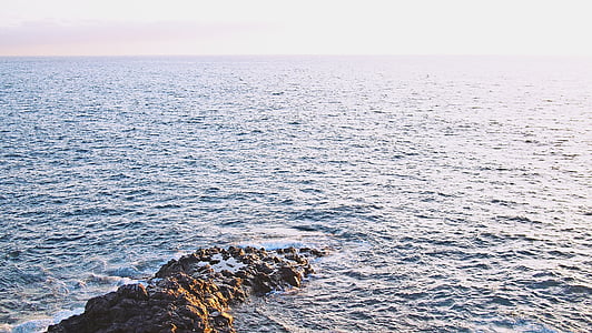 photo, brown, seashore, rock, ocean, daytime, oceans