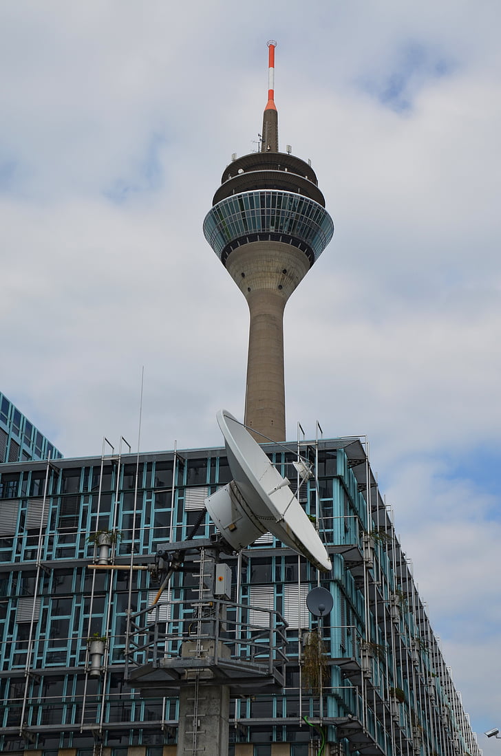 Raadio tower, antenn, Satelit, kaasaegsed side, Düsseldorf, arhitektuur, kuulus koht