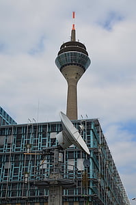 radiomasto, antenni, Satelit, nykyaikaisen viestinnän, Düsseldorf, arkkitehtuuri, kuuluisa place