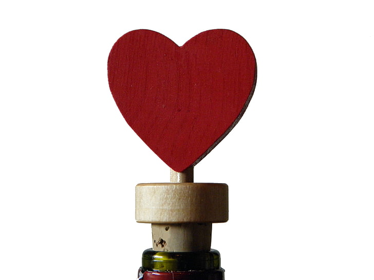 jantung, merah, botol, anggur, Cinta, bentuk hati