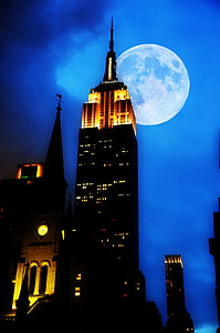 Empire state building, New york, nat, skyskraber, storby, NYC, USA