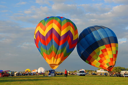 let horkovzdušným balonem, míč, letu, vzduchu, Barva, vícebarevná, šachovnice