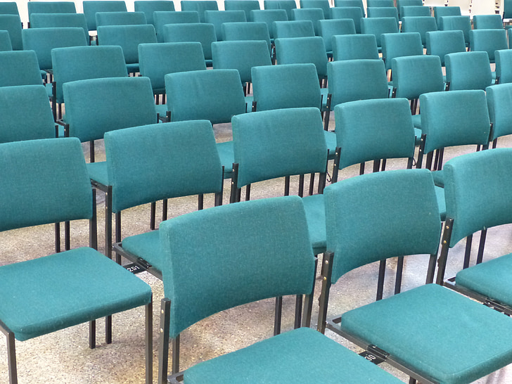 chaises, série de chaise, rangées de sièges, vert, siège, Hall