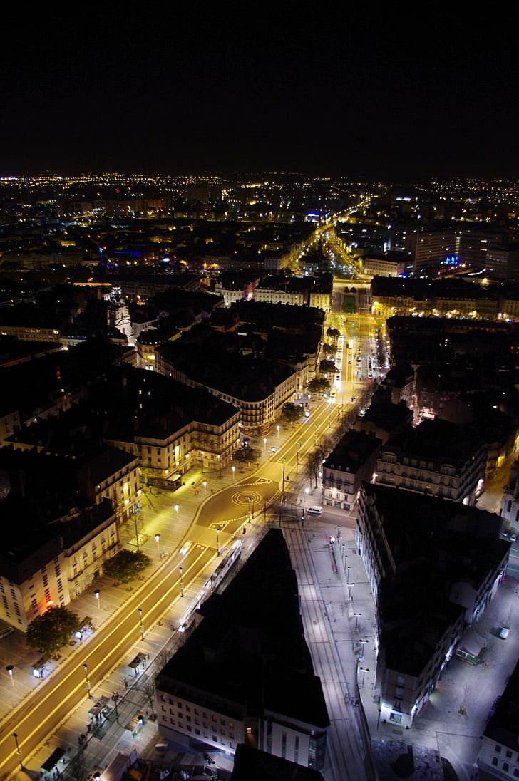nantes, view from the top, night