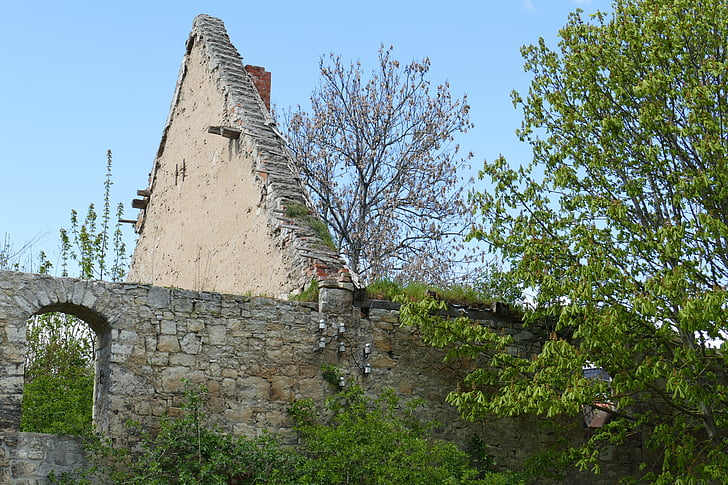 roof ridge, ruin, westerburg, huy, castle park, moated castle, historically
