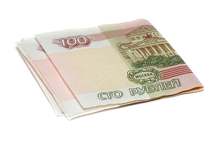 nauda, rublis, materiālu komplekti, 100 rubļu, finanses, Krievija, papīra