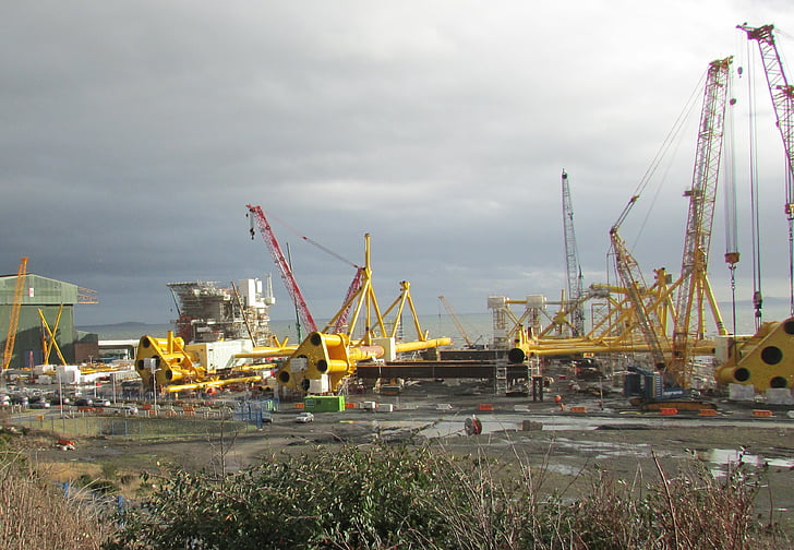 Escocia, astillero, turbina de viento, Methil, Samsung heavy industries, grúa, construcción naval