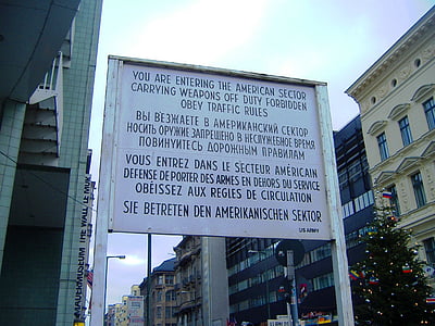 Checkpoint charlie, Berlin, perbatasan Berlin, pos pemeriksaan, Jerman, Deutschland, tanda