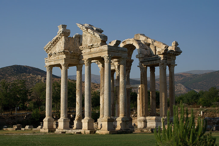 Aphrodisias, Türkiye, Afrodit tapınağı, Antik, Arkeoloji, mimari sütun, mimari