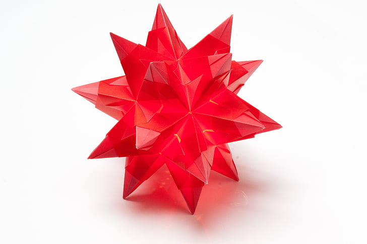 Poinsettia, Origami, kunst van het vouwen van papier, vouwen, 3 dimensionale, object, ster