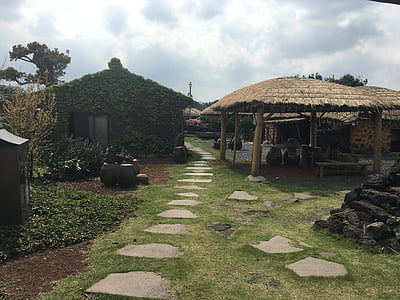 Jeju island, traditionelle hus, traditionelle huse