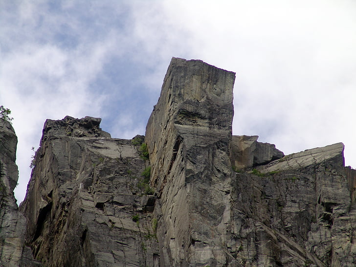 Noruega, roca, Preikestolen, Lysefjorden, fiordo, piedra, gris
