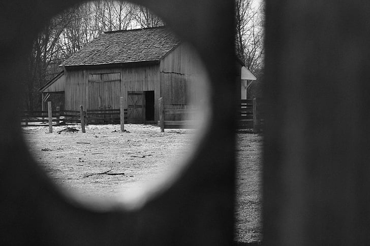 barn, fence, country