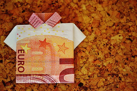 Bill, close-up, Cor, cortiça, moeda, Euro, dobrado