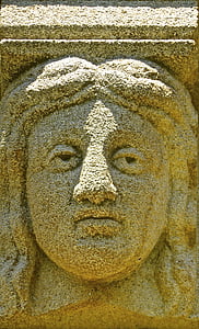 face, stone, carving, ancient, head, relief, sandstone