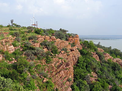 Renuka sagar, Lago, presa de Malaprabha, aguas estancadas, acantilado, montaña, Karnataka