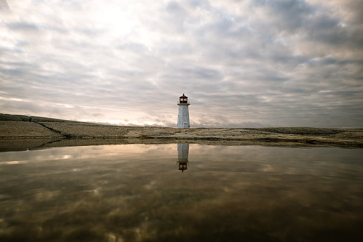 sea, ocean, water, nature, reflection, lighthouse, landmark
