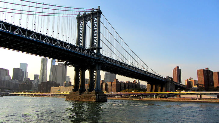 Pont de Manhattan, New york city, pont suspendu, East River, Manhattan, pont, NYC