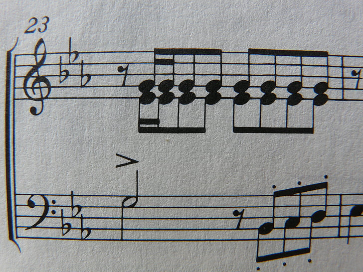 Hudba, notenblatt, černá, bílá, Clef, houslový klíč, basový klíč
