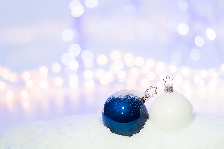 Kerst, kerstballen, Kerstdecoratie, Kerst ornamenten, koude, macro, sneeuw