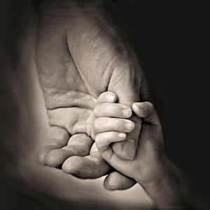 tangan, ayah, ayah, Keluarga, Putri, memegang, Cinta