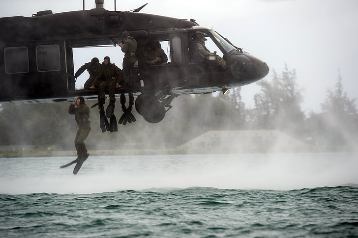 helocasting, Helikopter, su, askeri, atlama, Sonbahar, taşıma
