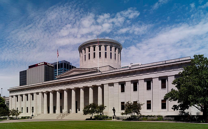 Ohio statehouse, huvudstad, landmärke, Columbus, Ohio, staden, Urban