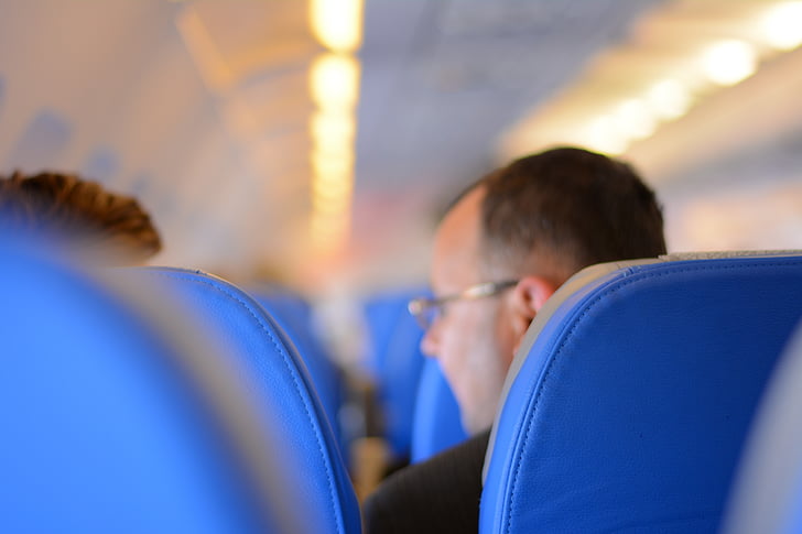 cestujúcich, letecká spoločnosť, sedadlá, stoličky, riadky, lietať, hospodárstvo
