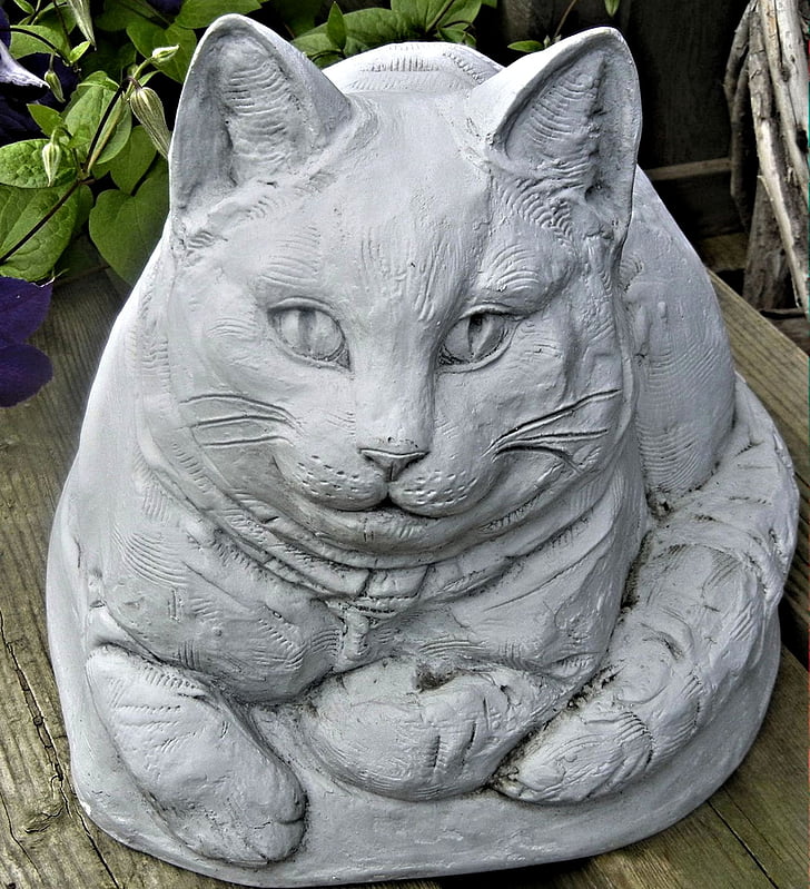 mačka, ukras, vrt, keramika, Glina