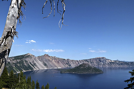 Кратерное озеро, Орегон, США, пейзаж, пейзажи, Природа, Вулкан
