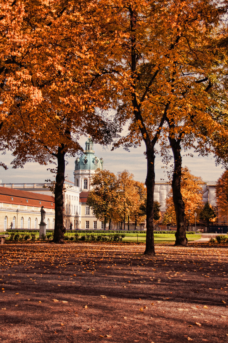 pils charlottenburg, pils parkā, Berlīne, rudens, Schlossgarten, pils, parks
