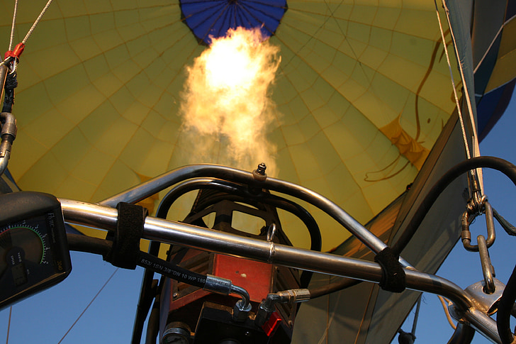 vatra, balon, let, let balonom, košara, plamen, na otvorenom