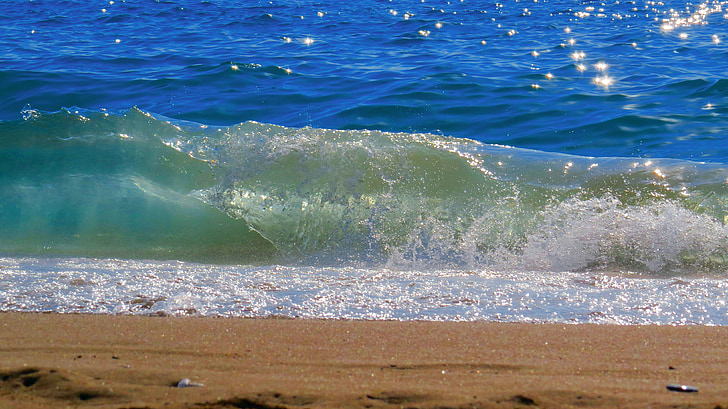 вълна, море, плаж, пясък, бриз, цветове, лято
