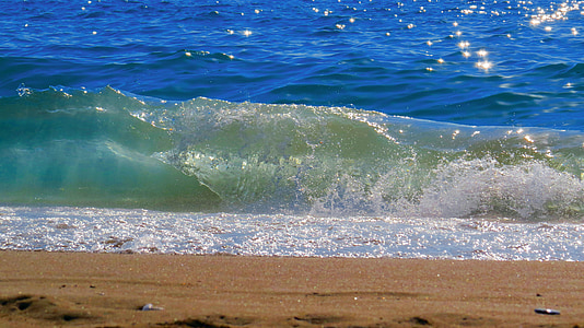 onda, mar, praia, areia, brisa, cores, Verão
