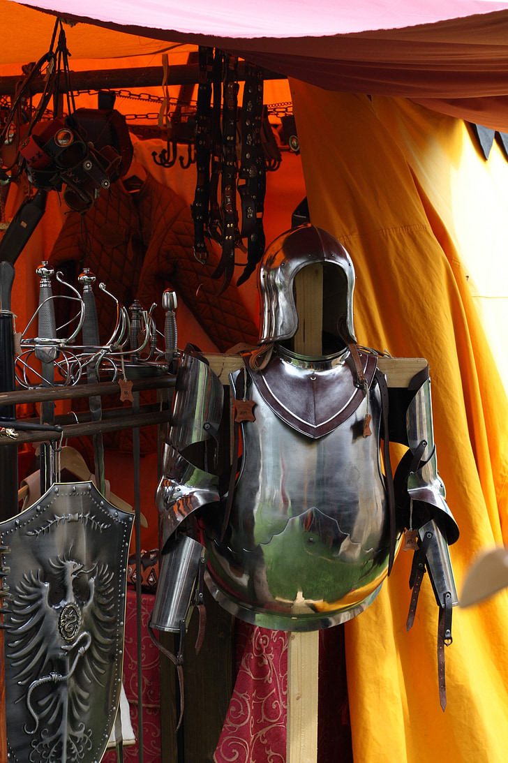 a középkorban, lovag, kard, küzdelem, ritterruestung, Helm, Harnisch