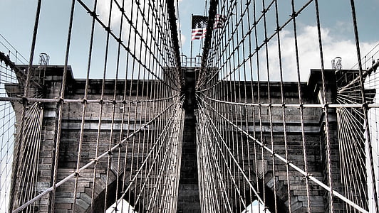 építészet, híd, New York-i, Brooklyn-híd, New york city, Brooklyn - New York, Amerikai Egyesült Államok