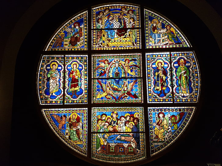 vitráže okien, umenie, Cathedral, sklo, rozeta, Toskánsko, kostol