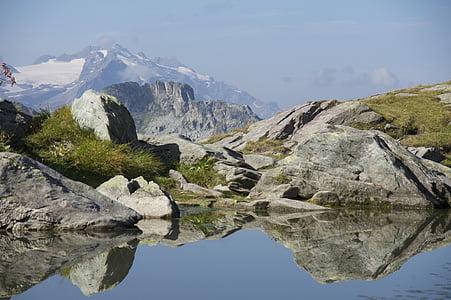 bergsee, klints, atspoguļojot, prognozēšana, leglerhütte