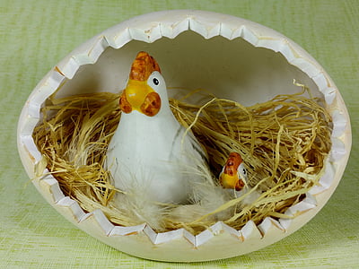 Pasen, kip, kip, kuikens, ei, dierlijke nest, vogel