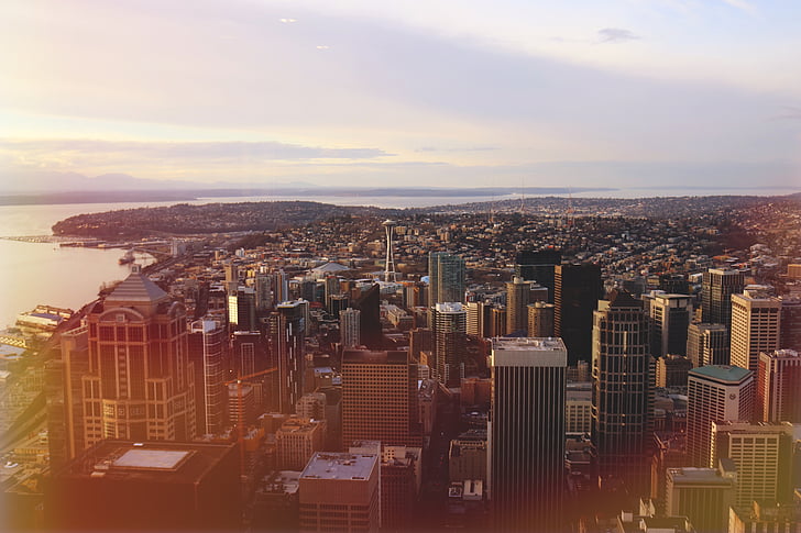 Seattle, City, skyline, Washington, Urban, bybilledet, Amerika