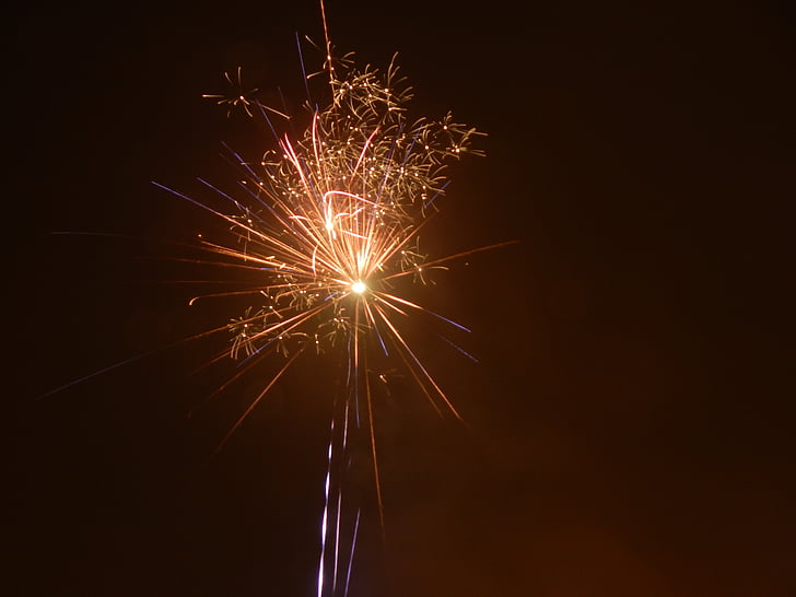 tomtebloss, Radio, glöd, fyrverkerier, raket, nyårsafton, Fireworks raket