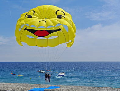 parasailing, početak, plaža, Obala, mediteranska, zaslon, sporo zaslon