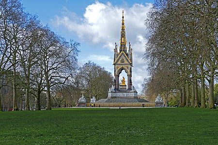 London, Hyde park, Prince albert memorial, Anglija, slavena vieta, arhitektūra, koks